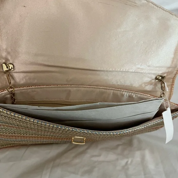 Multicolor Woven Clutch with Gold Clasp - Picture 3 of 3